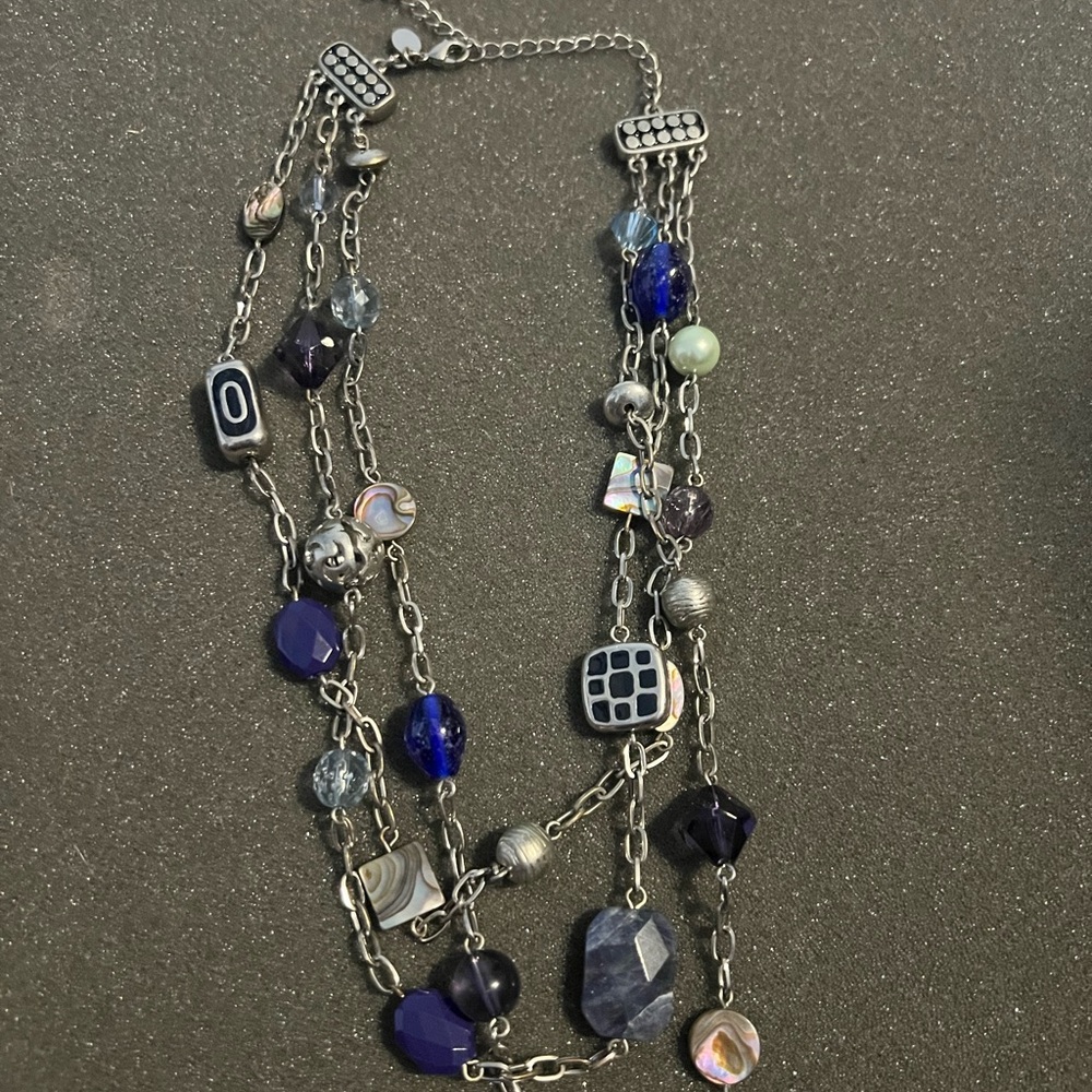 Lia Sophia Blue and Silver Multi-Strand Necklace